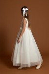 girls maxi dress, communion dress, flower girl dress, cream white gown, floral applique dress, irish communion wear, tulle dress, zoya fashion