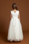 girls maxi dress, communion dress, flower girl dress, cream white gown, floral applique dress, irish communion wear, tulle dress, zoya fashion