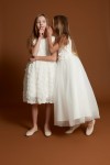 girls maxi dress, communion dress, flower girl dress, cream white gown, floral applique dress, irish communion wear, tulle dress, zoya fashion