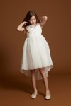 sienna dress, cream white dress, high-low dress girls, communion dress, flower girl dress, girls party dress, elegant girls gown