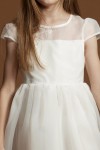 sienna dress, cream white dress, high-low dress girls, communion dress, flower girl dress, girls party dress, elegant girls gown