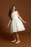 Naya dress, cream dress for girls, first holy communion dress, flower girl dress, 3D floral gown, girls wedding outfit, elegant kids wear