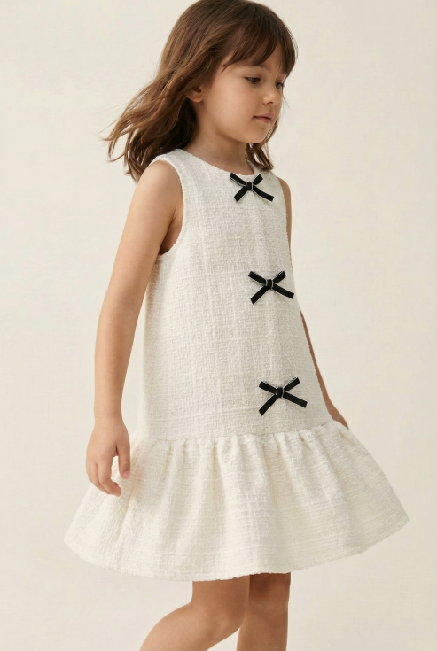girls tweed dress, cream dress for girls, wedding guest dress kids, communion reception dress, sleeveless girls dress, zuri dress