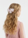 pink floral hair clip, girls communion hair accessories, flower girl headpiece, chiffon flower clip, kids wedding hair accessories, luxury hair clip