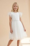 cream white dress for girls, first holy communion dress, confirmation dress, flower girl dress ireland, girls tulle dress, elegant girls dress