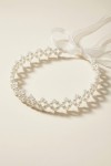 girls hair wreath, communion hair accessory, cream pearl headband, flower girl headpiece, wedding hair accessories for kids, organza ribbon headband
