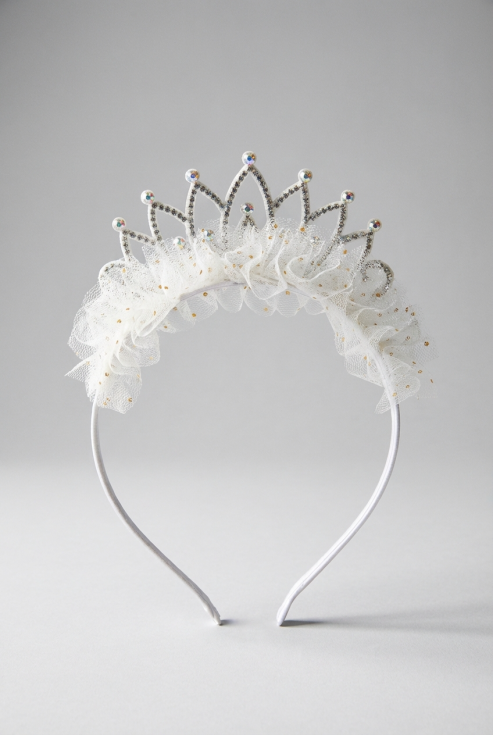 gold tulle crown headband, girls champagne hair accessory, princess headband Ireland, flower girl hair accessories, birthday crown for girls, kids party headwear