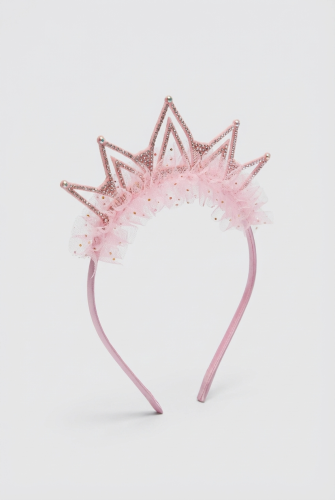 Pink Tulle Crown Headband for Girls - A Regal Touch for Birthdays & Special Occasions