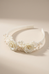 cream floral headband, girls communion hair accessory, flower girl headband, wedding hair accessories for kids, off-white headband girls