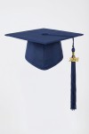 Navy 2026 graduation cap with golden charm on child at Irish school ceremony