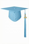 Sky blue graduation cap with tassel on young graduate