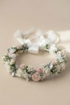 First Communion wreath, handmade hair wreath, floral headpiece, Communion hair accessory, satin bow wreath, UK Communion accessories, girls&amp;#039; hair wreath, christening headpiece, elegant flower crown