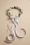 First Holy Communion wreath, communion hair accessories, handmade communion wreath UK, white floral headpiece, girls’ communion headband, satin ribbon wreath, elegant communion crown, UK First Holy Communion accessories