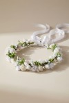 First Holy Communion wreath, communion hair accessories, handmade communion wreath UK, white floral headpiece, girls’ communion headband, satin ribbon wreath, elegant communion crown, UK First Holy Communion accessories