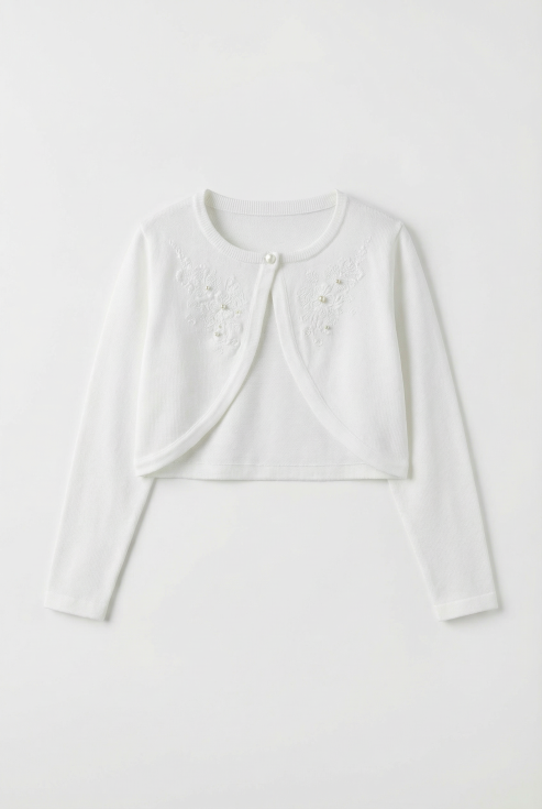 girls cream bolero, elegant bolero for girls, First Communion bolero, wedding bolero for girls, christening outfit, formal bolero UK, children's occasion wear, girls knit bolero