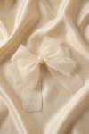 girls hair clip, cream bow hair accessory, elegant hair clip for girls, special occasion hair clip, wedding hair accessory, First Communion bow clip, christening hair accessory, birthday hair clip for girls