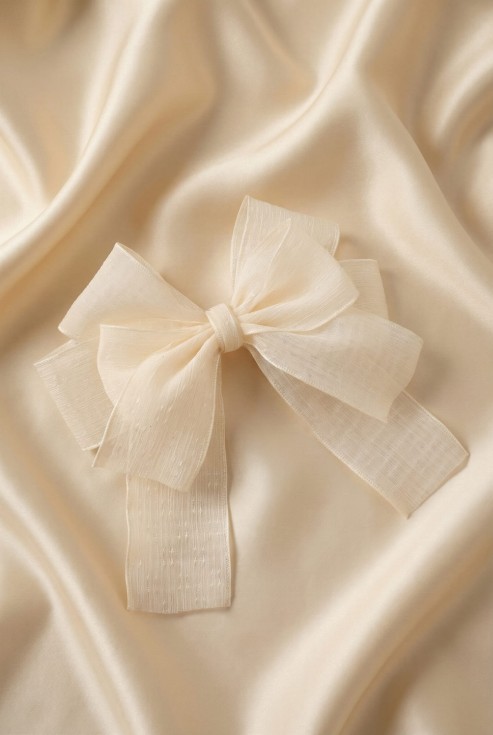 girls hair clip, cream bow hair accessory, elegant hair clip for girls, special occasion hair clip, wedding hair accessory, First Communion bow clip, christening hair accessory, birthday hair clip for girls
