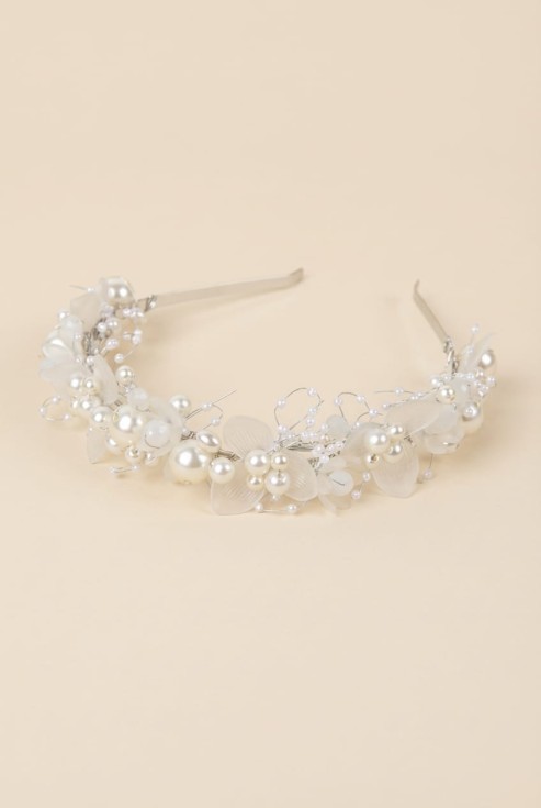 Communion headband for girls, floral headband, pearl hair accessory, First Holy Communion hairband, flower girl headband, christening headband, special occasion accessories for girls, elegant hairbands UK, wedding hair accessories for girls