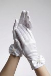 Pearl Communion gloves UK, satin Communion gloves, elegant Communion accessories UK, girl's First Holy Communion, special occasion gloves UK, pearl adorned gloves, Communion dress gloves