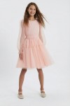 apricot tulle dress girls, Holly rose dress ZOYA Fashion, long sleeve tulle dress Ireland, girls occasion wear