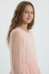 apricot tulle dress detail, Holly rose long sleeve, cotton lining, tulle sash waist