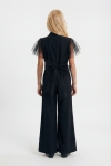 girls Blair jumpsuit side view, elegant black teen, formal occasion wear girl