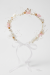 girls pink hair band flowers close-up, occasion hair accessory girls
