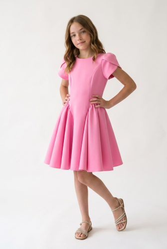Rumi Candy-Pink Tulip-Sleeve Party Dress for Girls