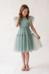 Paola mint green tulle girls' dress, age 3-16, ZOYA Fashion Ireland - front view