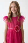 Back view of fuchsia girls dress with zip fastening