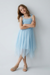 Suzi girls dress back view, strap bows and back zip