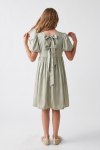 Sia dress open back with two sash bows, sage green