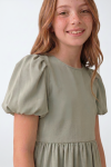 Sia dress short puff sleeve detail, sage green