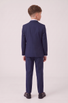Liam navy suit for boys – blazer and trousers on a model, back view