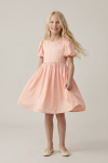 Sia pink party dress for girls with puff sleeves – full-length front view