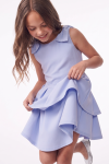 Harper light blue dress for girls – close view of the two skirt layers