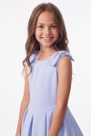 Harper light blue dress for girls – top with round neckline and shoulder bows