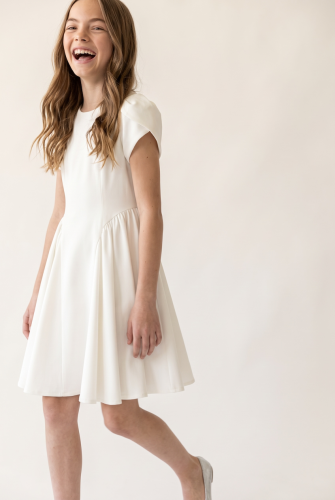 Rumi White Tulip Sleeve Communion Dress for Girls – Flower Girl and Summer Weddings