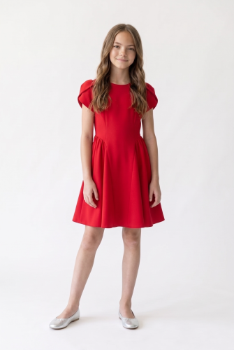 Rumi Red Tulip Sleeve Party Dress for Girls – Christmas and Birthdays