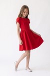 Rumi red dress for girls – skirt held out to the side, full length