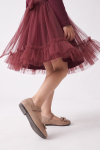 Iga burgundy dress for girls – tulle ruffle at the hem of the skirt in motion