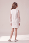 Vivienne white dress for girls – back with a concealed zip down the centre, full-length back view