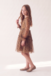 Holly leopard print dress for girls – bow of the sash at the back of the waist, profile