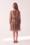 Holly leopard print dress for girls – zip at the back and sash tied in a bow, back view