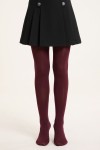 Burgundy 40 denier opaque tights for girls on a model – front view