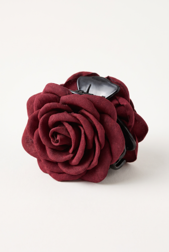 Large Burgundy Fabric Flower Claw Clip for Girls – Weddings and Christmas