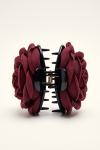 Burgundy flower claw clip for girls – toothed jaws and spring of the claw