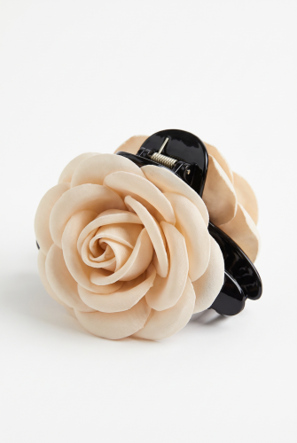 Large Beige Fabric Flower Claw Clip for Girls – Weddings and Family Occasions