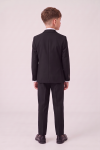 Sam black suit for boys – blazer and creased trousers from the back, full length